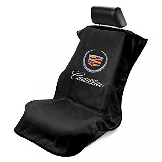 Seat Armour Cadillac Seat Towel, Black with Script SA100CADB