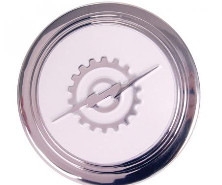 Dennis Carpenter Horn Button - Stainless Steel with White Paint - 1953-60 Ford Truck     BAAA-3627