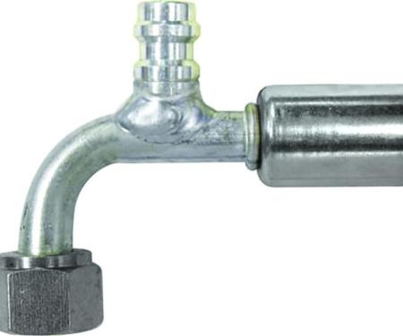 Vintage Air Beadlock O-Ring Fitting with 134a Service Port NO 6 Reduced Barrier Hose Fitting - 90 degree with Port 355310