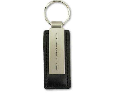 C8 Corvette Metal/Leather Key Tag