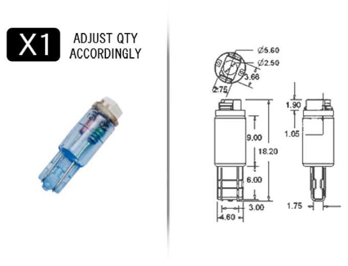 Whitegauges BLUE 1-Point 74 Style LED Replacement Instrument Cluster Gauge Bulb 74-BLUE