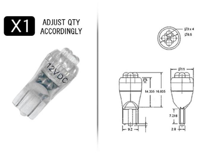 Whitegauges WHITE 4-Point 194 Style LED Replacement Instrument Cluster Gauge Bulb 194-WHITE
