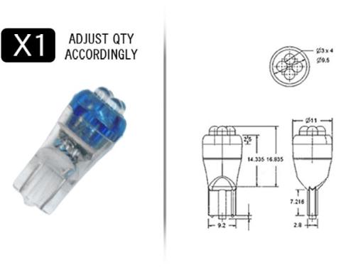 Whitegauges BLUE 4-Point 194 Style LED Replacement Instrument Cluster Gauge Bulb 194-BLUE