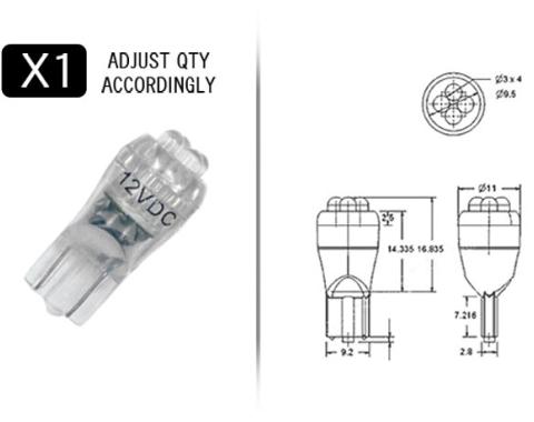 Whitegauges WHITE 4-Point 194 Style LED Replacement Instrument Cluster Gauge Bulb 194-WHITE