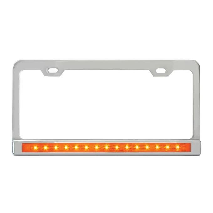 KNS Accessories License Plate Frames with 12 LED and Chrome Plastic Bezel