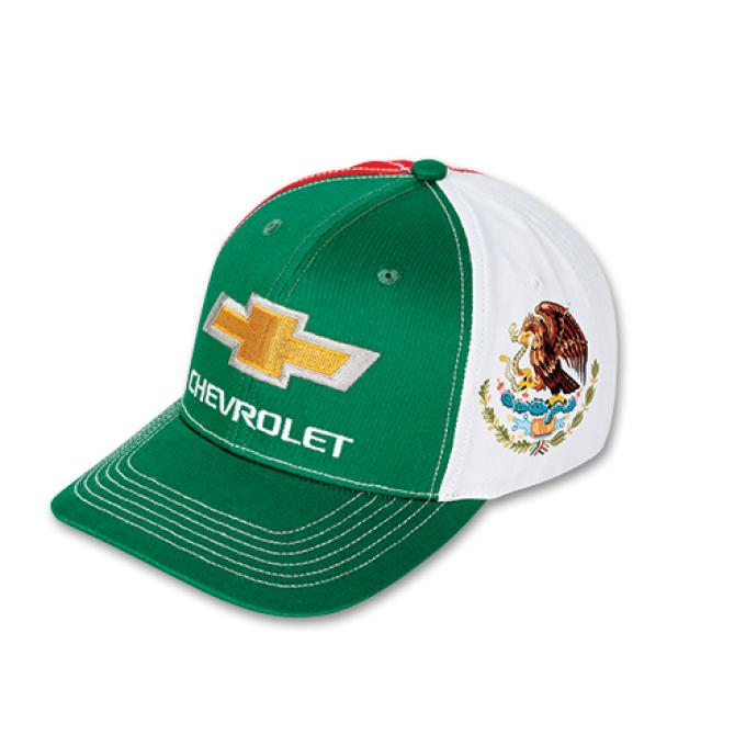 Gold Bowtie Chevrolet Mexican Flag Full Back Cap