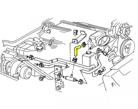 Corvette Heater Hose, Throttle Body Coolant Outlet to Tee Fitting, LT1, 1993-1994