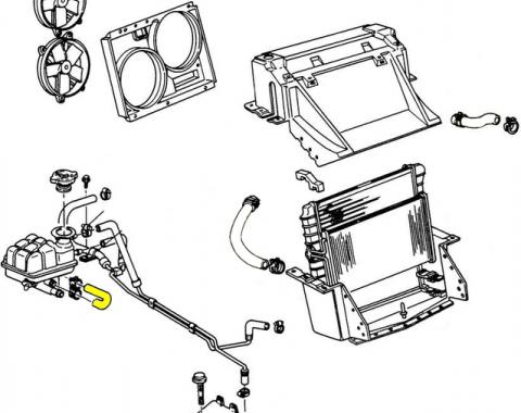 Corvette Radiator Surge Tank Hose, Inlet, 1990-1996