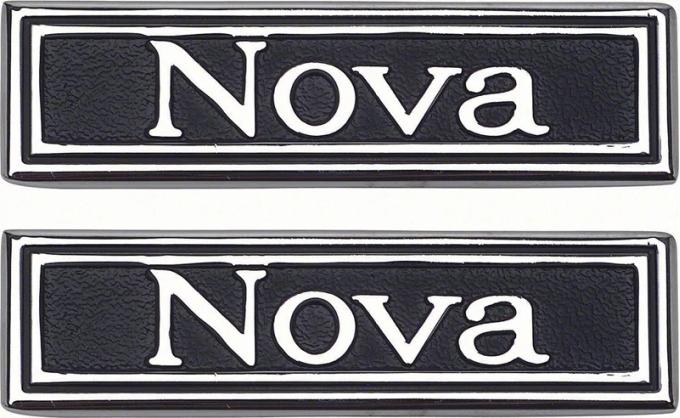 AMD Door Panel Emblems, "Nova", LH/RH Pair, 69-72 Nova K-7790751