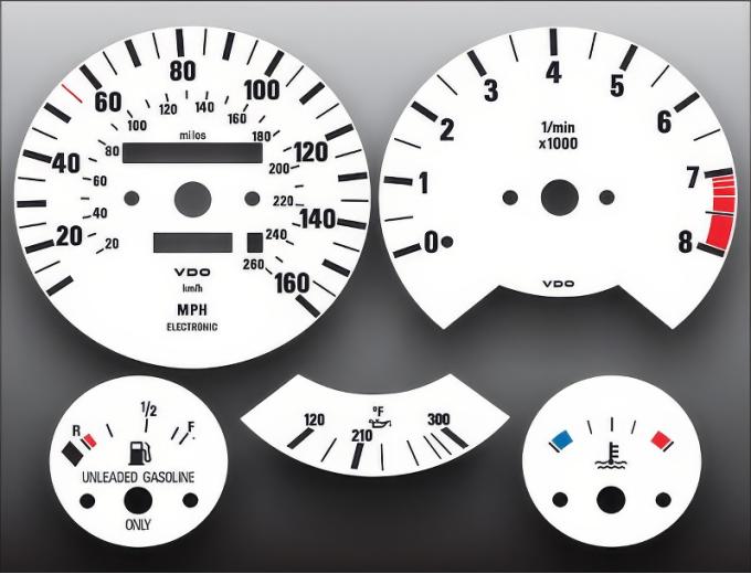 Whitegauges 1988-1991 BMW M3 E30 3 Series White Face Gauges 8891B3-2254