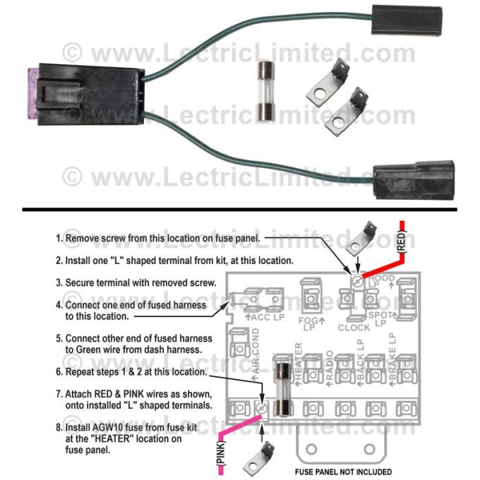 Lectric Limited 1957 Chevrolet Dash Fuse Panel Adapter Kit 90802