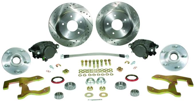 Classic Performance Front Disc Brake Kit for OEM Drum Brake Spindles for 50-55 All Cadillac, 12" Drilled/Slotted, 5 x 5 5055WBK-SUG