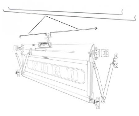 Dennis Carpenter Tailgate Release Rod - Pair - 1964-72 Ford Truck C4TZ-99431A78-PR