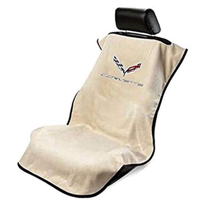 Seat Armour 2014-2019 Corvette Seat Towel, Tan with C7 Logo SA100COR7T