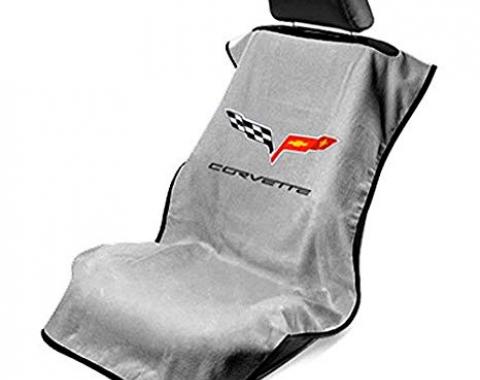 Seat Armour 2005-2013 Corvette Seat Towel, Gray with C6 Logo SA100COR6G