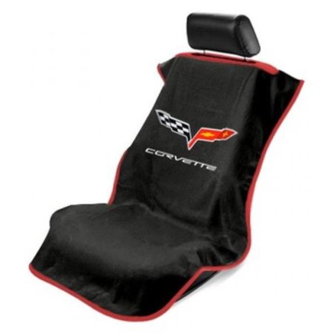 Seat Armour 2005-2013 Corvette Seat Towel, Black with C6 Logo SA100COR6B