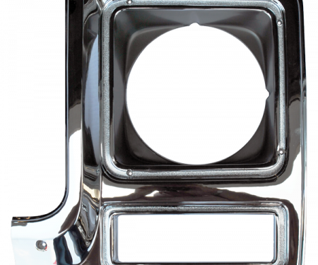 Key Parts '79-'80 Headlight Door Chrome/Drk Argent Driver's Side 0850-055L