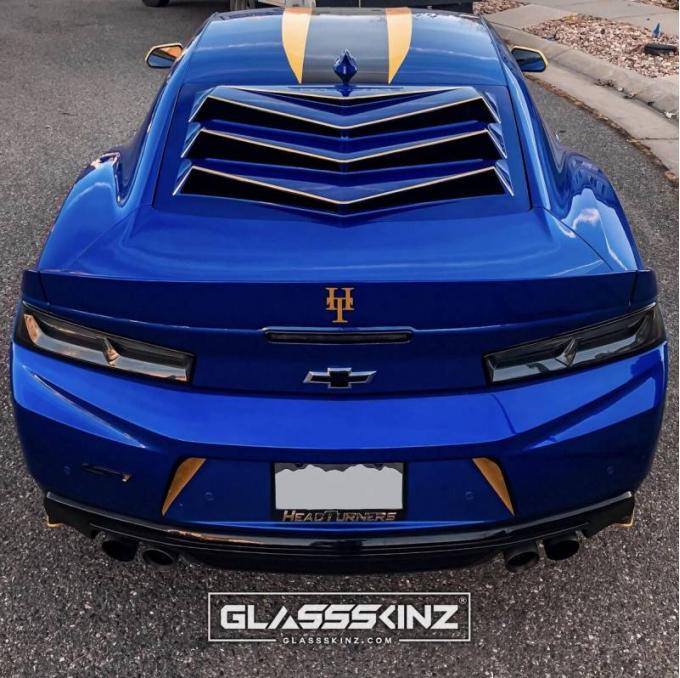GlassSkinz 2016-20 Camaro Bakkdraft Rear Window Valance / Louver CAM6BAKKDRAFT | Gloss Black Abs (No Paint) RAWGB