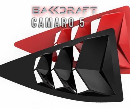 GlassSkinz 2010-15 Camaro Bakkdraft Rear Quarter Window Louvers CAM5BAKKDRAFT-QTR | Satin Black SB