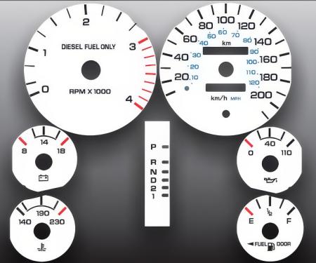 Whitegauges 1994-1997 Dodge Ram 200 METRIC KPH KMH White Face Gauges 9497DR-2027