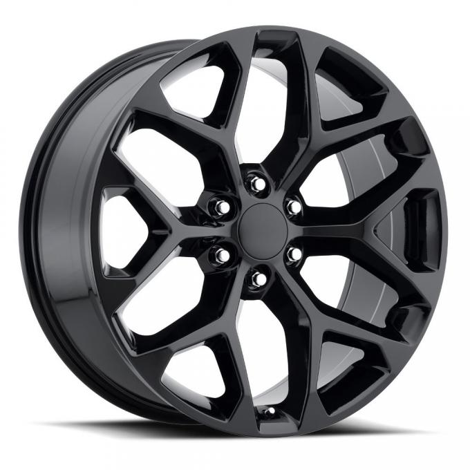 Factory Reproductions Chevy Snowflake Wheels 20X9 6X5.5 +27 HB 78.1 2014 Chevy Snowflake Gloss Black With Cap FR Series 59 59090276502