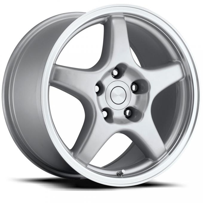 Factory Reproductions C4 Corvette Wheels 17X9.5 5X4.75 +38 HB 70.3 1984-1996 C4 ZR1 Corvette Silver Machine Lip With Cap FR Series 21 21795383408