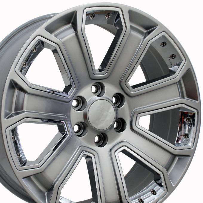 22" Fits Chevrolet - Silverado Wheel - Hyper Black with Chrome Inserts 22x9