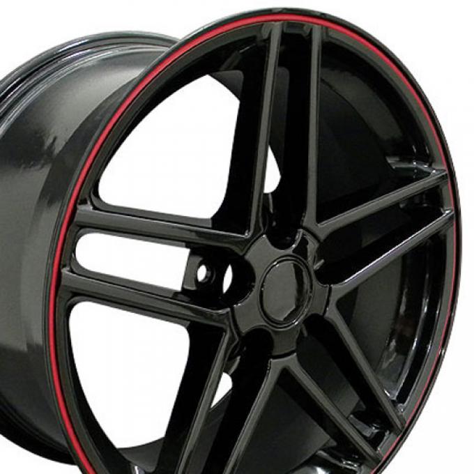 Black Rims with Red Stripe fit Corvette (C6 Z06 style) 18x9.5