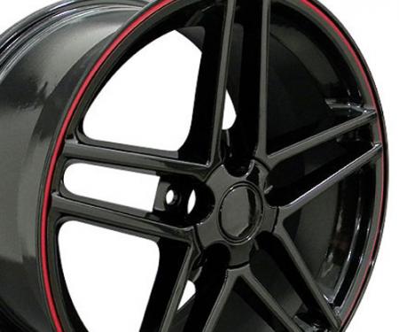 Black Rims with Red Stripe fit Corvette (C6 Z06 style) 18x10.5
