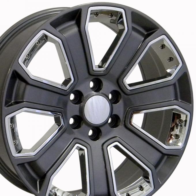 22" Fits Chevrolet - Silverado Wheel - Gunmetal with Chrome Inserts 22x9