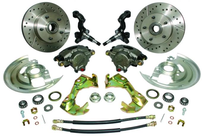 Classic Performance Front Disc Brake Kit w/ Stock Height Spindles for 68-74 Nova, 11" Vented Rotors, 5 x 4.75 6874SWBK-S
