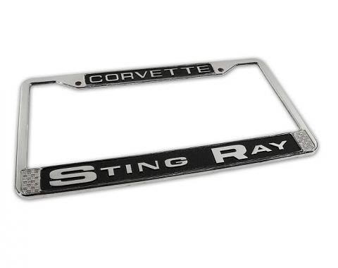 Corvette License Plate Frame, Stingray Chrome, 1963-1976