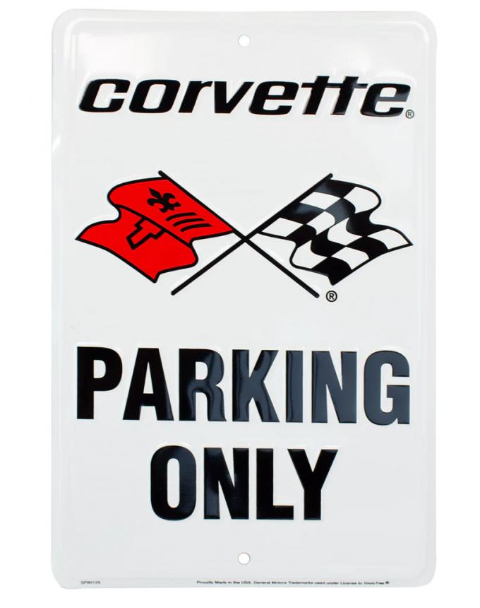 Corvette Parking Sign, C3 Embossed Steel, 1968-1982
