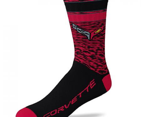 2020 Corvette Red Heather Crew Socks