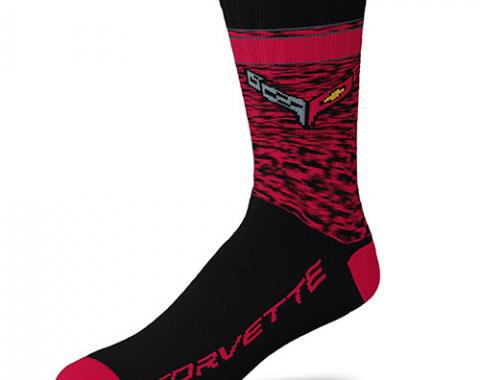 2020 Corvette Red Heather Crew Socks