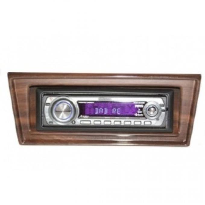 Chevy II-Nova Stereo Radio, KHE-300, AM/FM, Manual Tuning, Black Face, Wood Bezel, 1966-1967