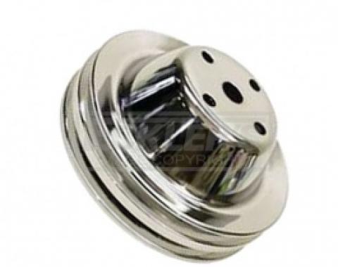 Nova Water Pump Pulley, Small Block With Long Water Pump, Double Groove, Chrome 1969-1979