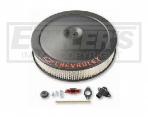 Nova Air Cleaner Assembly, Open Element, Crinkle Black Finish, With Bowtie & Chevrolet Word, 1962-1979