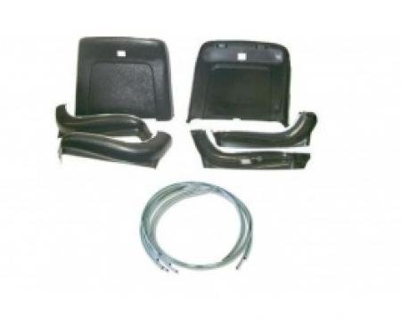 Nova Bucket Seat Back & Lower Side Shells, Black With Pre-Installed Trim, 1969-1971