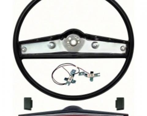 Nova Steering Wheel Kit, Standard, Black with Cherrywood Shroud, 1969-1970