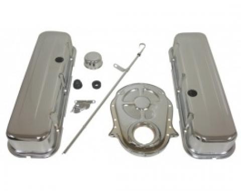 Nova & Chevy II Big Block Chrome Engine Dress Up Kit With Short Smooth Style Valve Covers