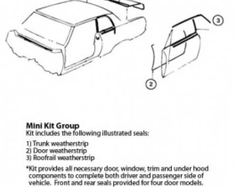 Nova Weatherstrip Mini Kit, 2-Door Hardtop, 1966-1967