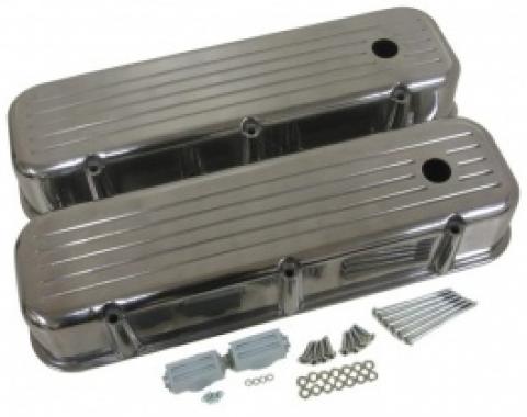 Chevy Big Block Valve Covers, Ball Milled Polished Aluminum, 1965-1995