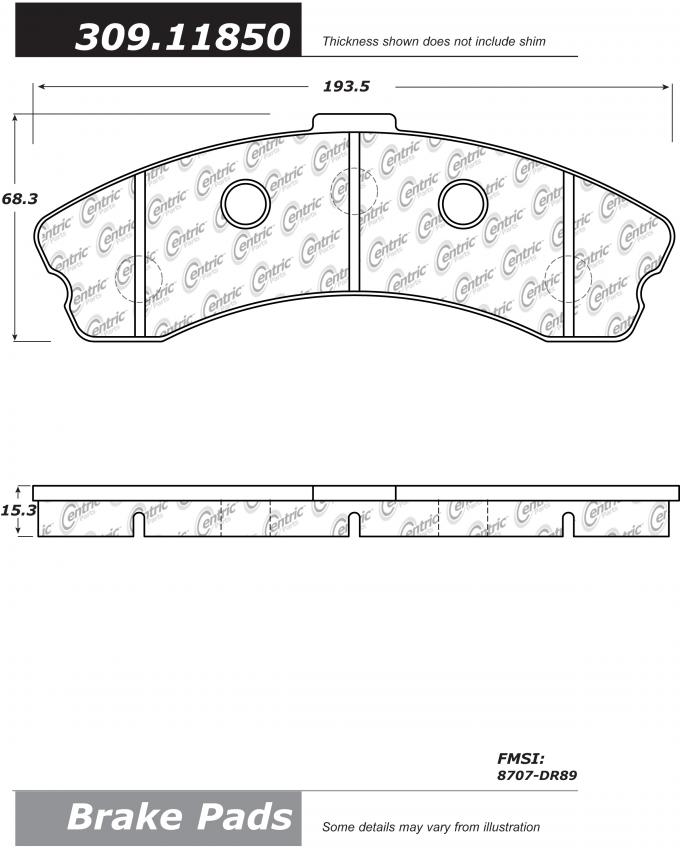 Stop Tech / Power Slot 309.11850, Brake Pad, Street Performance, FMSI Number D1185, Para-Aramid Composite, Set Of 4