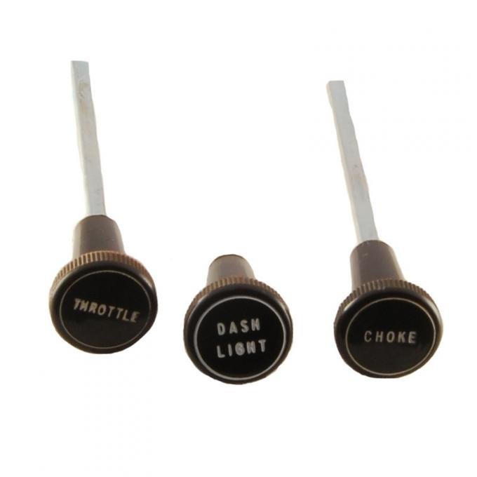 Dennis Carpenter Dash Knob Set - Mahogany - V-8 - 1932 Ford Car   18-9270