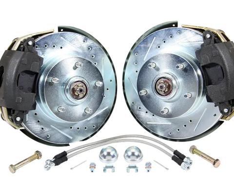 Classic Performance Front Disc Brake Kit with 2" Drop Spindles for 64- 72 GM A Body, 10.75" Rotors, Single Piston 6474SWBK-D0
