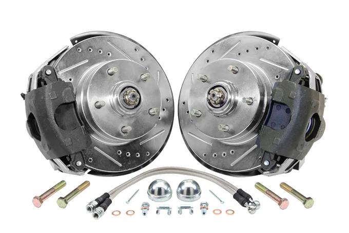Classic Performance Front Disc Brake Kit w/ Stock Height Spindles for 67-69 Camaro/Firebird, 11" Drilled/Slotted Rotors, Calipers 5 x 4.75 6769SWBK-SUG