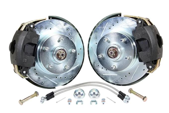 Classic Performance Front Disc Brake Kit with 2" Drop Spindles for 64- 72 GM A Body, 10.75" Rotors, Single Piston 6474SWBK-D0