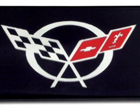Corvette Exhaust Plate, Black with C5 Logo, 1997-2004