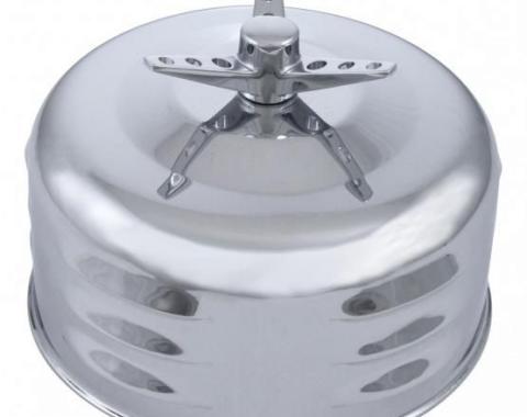 United Pacific 2-5/16" Single Barrel Chrome Short Neck Mushroom Louvered Air Cleaner w/3-Wing Screw A6297